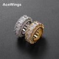 R052  12mm  Brass Cubic Zircon Rings for Men  Iced Hip Hop Jewelry Party Gift