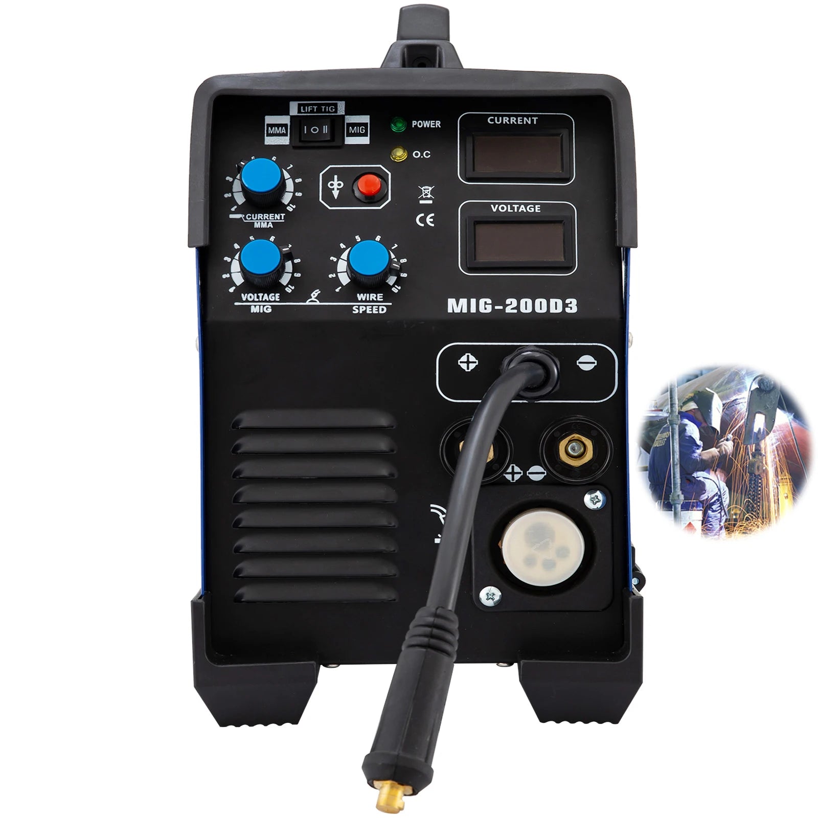 Factory Efficient Cooling Fan Mig Welder Welding Machine MIG-200 MIG/TIG/Stick Arc 3-in-1 Inverter Welder 220V Mig Welder 200a