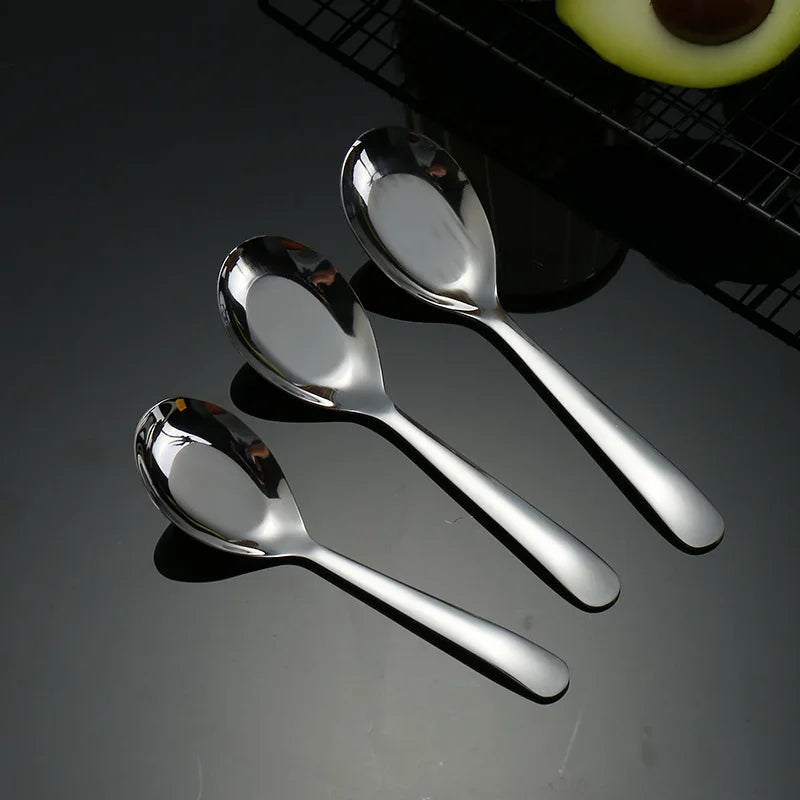 Wholesale 3-Piece 304 Stainless Steel Bouillon Spoon Set Modern Asian Style Spoon for Soup Rice & Dessert