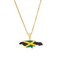 New Stainless Steel Country Flag Map Enamel Jamaica Necklace for Women Men