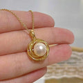 Bird's Nest Pendant Necklace Silver Plated Brass AAAA Grade White Pearl Bread Shape Trendy New Product for Women & Children