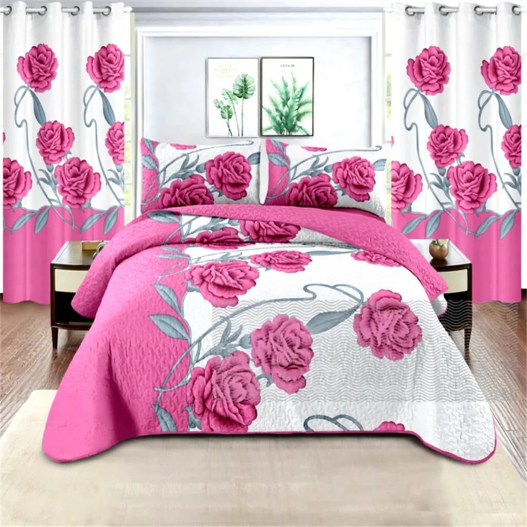 Wholes Factory Bedspread Bedding Sets with Matching Curtains Wholesale 6pcs king Size Cotton Bedspreads Coverlet for All Season