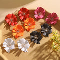 2023 New Arrival Fashion Jewelry European Exaggerated Design Retro Petal Earrings Female Colored Painted Large Flower Earrings