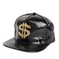 Hip Hop Flat-Brimmed HatRock CapAdjustable Snapback Hat for Men and Women Pu Leather Trucker US Dollar Money Hats