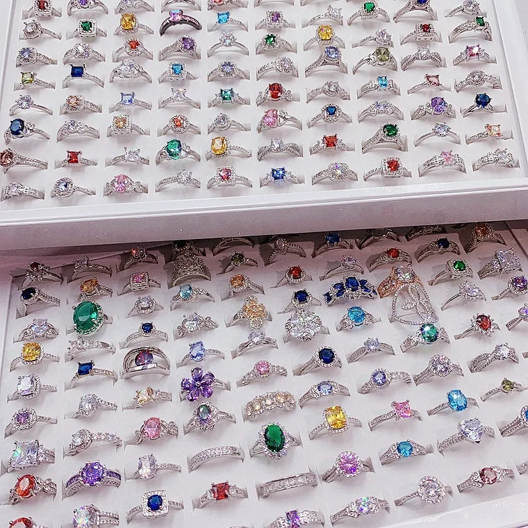 Joker Small Fresh Gold-plating Ring High-grade Sense Micro Set Zircon Ring Light Luxury Shiny Colorful Gemstone Ring