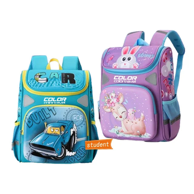 Ready to Ship Orthopedic School Bag for Boys Girls 3D Cartoon Car Animal Print Kids Backpack Wholesale Student Bookbag