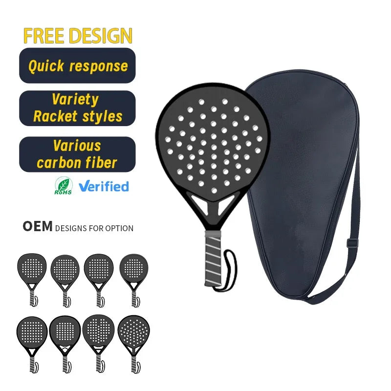 Padle Racket 3K T300 T700 12K Material Paddle New Custom Balance Hole Pattern Lighter and Better to Control