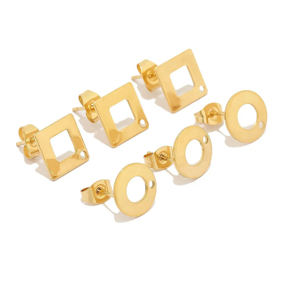 Stainless Steel Blank Geometric Hollow Stud Earring Components & Findings for Earrings Jewelry Making