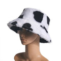 Women's Fashion Fluffy Faux Fur Bucket Hat Winter Warmer with Fisherman Puff Print Windproof for Girls' Outdoor Activities