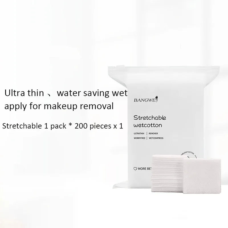 OEM BANGWEI Private Label Disposable Cotton Facial MakeUp Remover Pads Cosmetic Square Strethable Wetcotton Pads