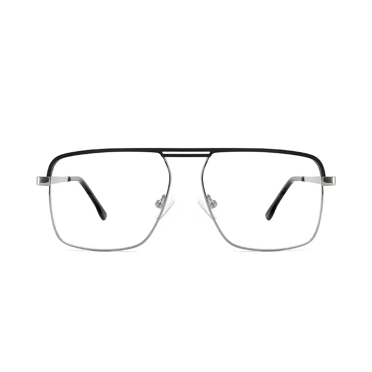 2102G14 Wholesale Optical Eyewear 2023 New Design Double Bridge Men square Metal Optical Frames Eyeglass