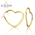 Ason Factory Price Wholesale Earrings Jewelry 18k Pvd Gold Plated Stainless Steel Waterproof Heart Hoop Earrings for Women