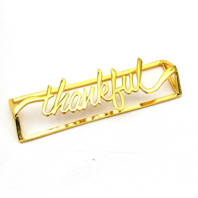 Hot Sale Metal Thanksgiving Napkin Ring Holder Letter Thankful Napkin Ring for Thanksgiving Day Mother'Day Father'Day Decoration