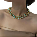 HOVANCI European Style Gold-Plated Hip Hop Geometric Clavicle Necklace New Creative Colorful Enameled Link Chain for Party Gift