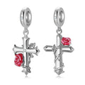 Red Rose Cross Vine Entanglement Pendant 925 Sterling Silver DIY Bead Accessories for Women Bracelet Jewelry Making Dropshipping