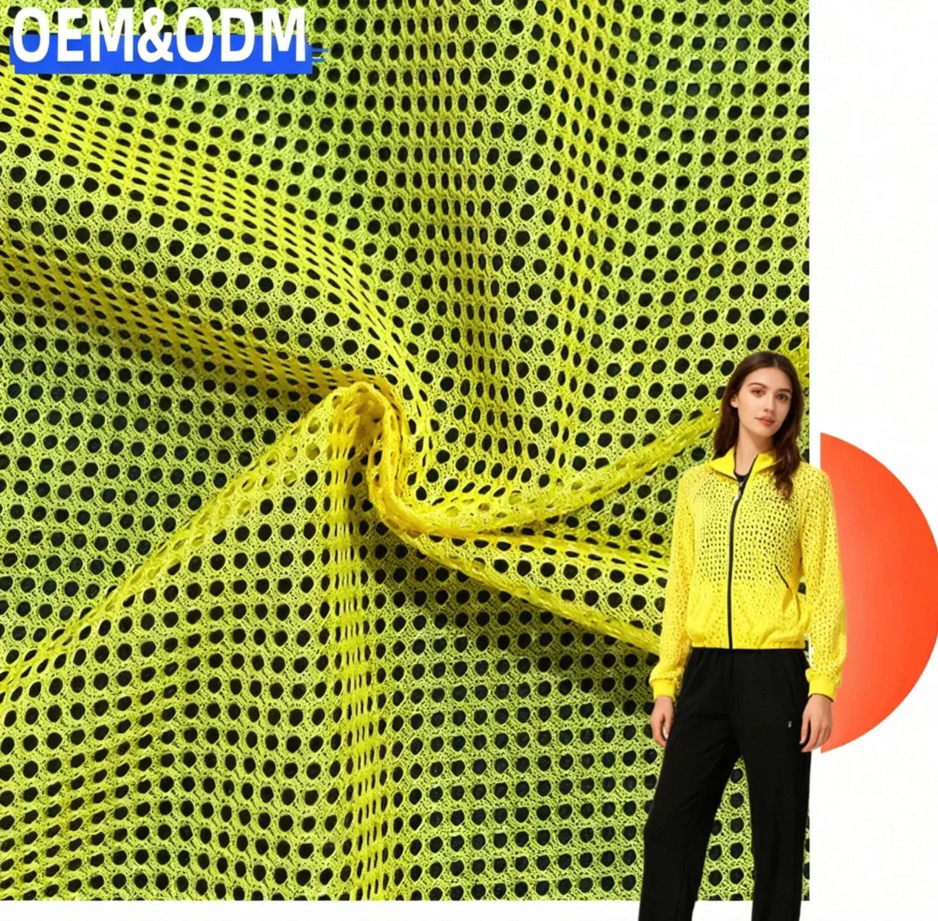 Knitted 100% Polyester Stretch Mesh Fabric Knitted Sportswear Fabric