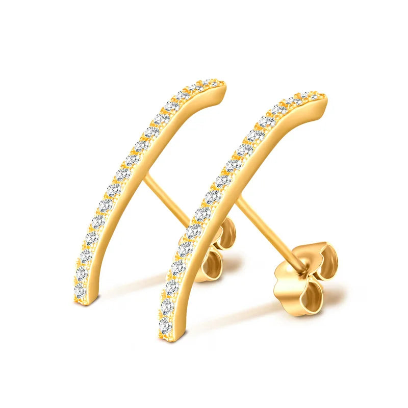 Joolim Gold Plated 925 Sterling Silver Stud Earring Uniserial Diamante Earring