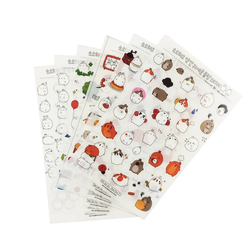 6 Sheet Pack Cute Rabbit Decorative Stickers Cartoon Scrapbooking Netbook Factory Direct Paper Stickers