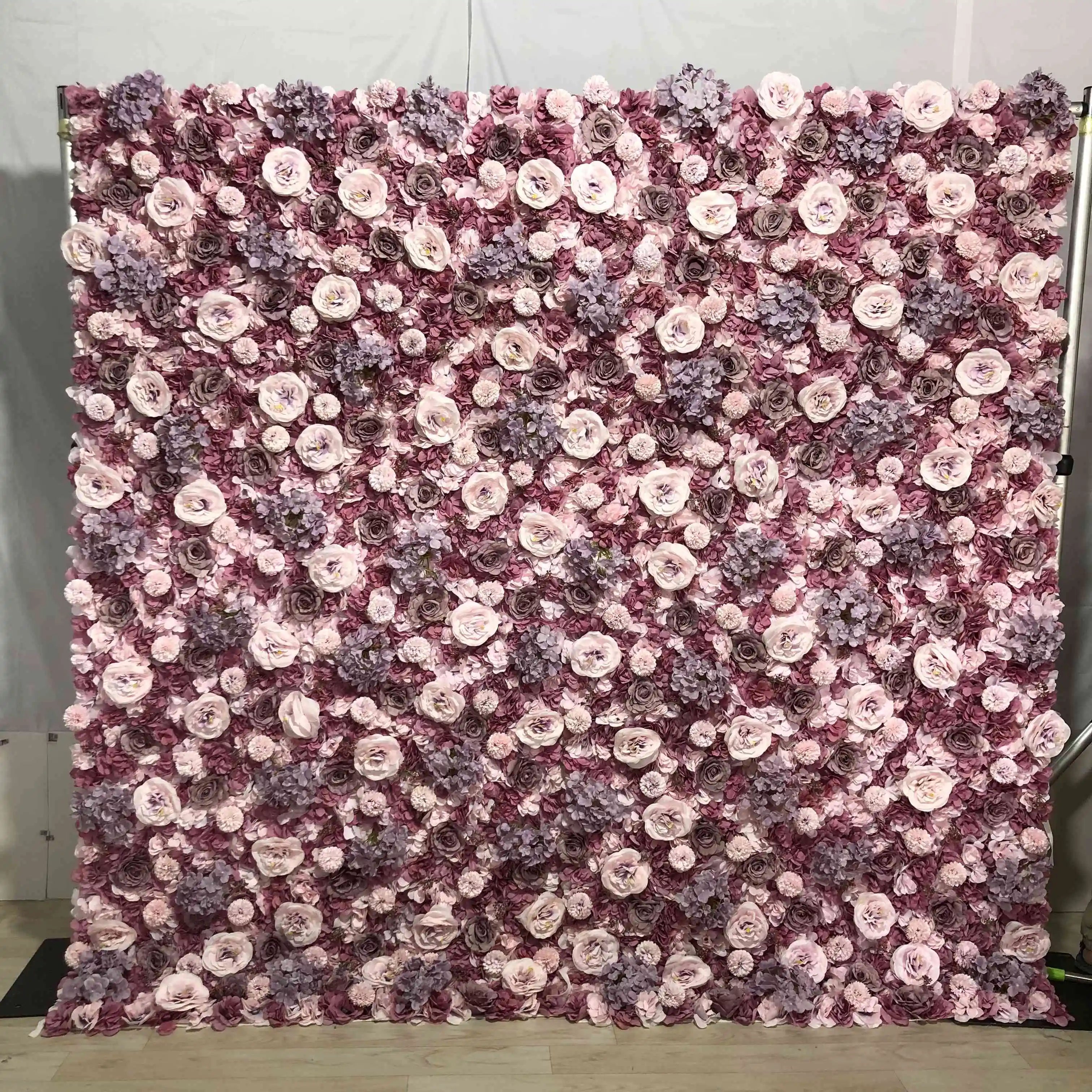 3D Rolled up Pink Silk Hydrangeas Artificial Fabric Rose Wedding and Party Backdrop with Cloth Backing for Homes Decoration