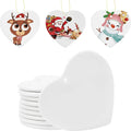 Sublimated Blank Ceramic Decoration 2.9 "white Heart with Gold Strings for Christmas Tree Decoration Ceramic Hearts Pendants