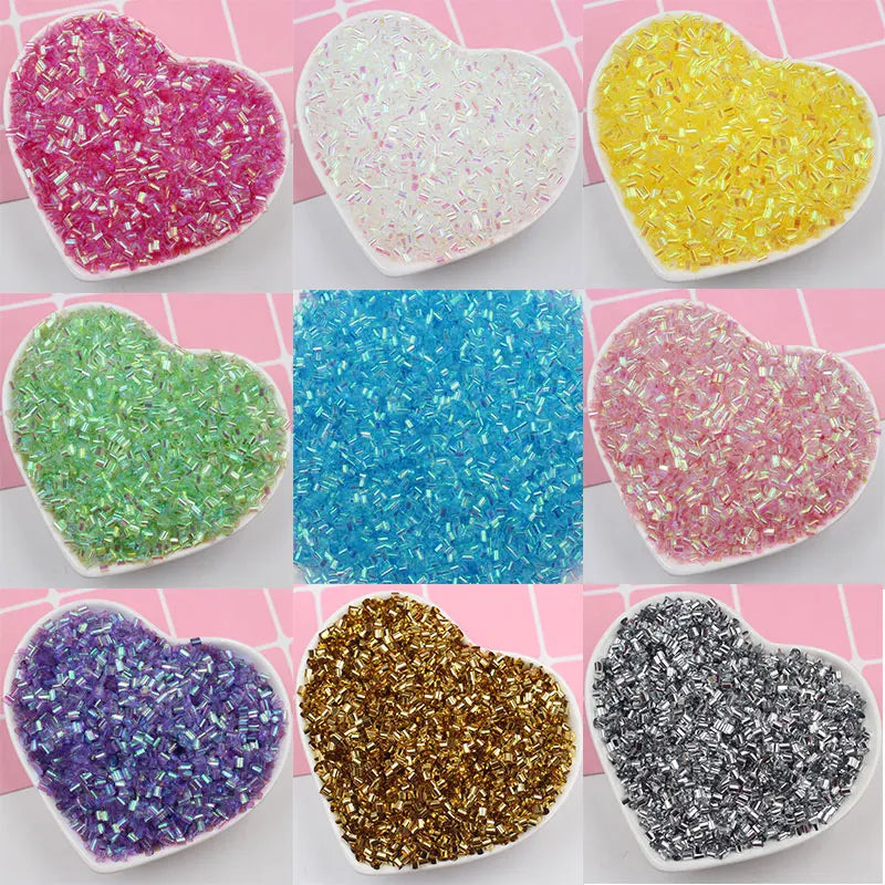 Super Quality 500g Soft Straws Tube Beads Bulk Iridescent Glitter for Slime Kit Accessories Novelty Gifts BinSu Beads