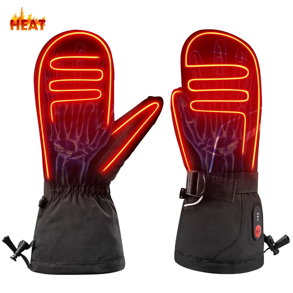 Women Waterproof Winter Thermal Rechargeable Touchscreen Lightweight Anti Slip Outdoor Cold Weather Heated Gloves