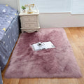 Red Faux Fur Rug Machine Made Flat Weave Plush Long Pile PET Friendly 2ft 3ft 4ft 5ft X 6ft Square White Shag
