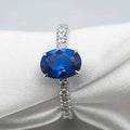 Fine Jewelry Wedding Blue Sapphire 5A Cubic Zirconia Gemstone 925 Sterling Silver Engagement Ring