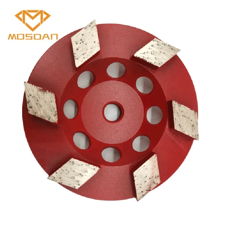 China Factory 5 Inch 125mm 6 Rhombus Diamond Segments Concrete Grinding Cup Wheel Head Plate