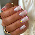 24pcs Wholesale French Acrylic Artificial Fingernails Powder Fake False Nail Tips Press on Nails