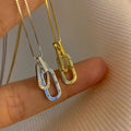 Creative Fashion Simple S925 Sterling Silver Crystal Geometric Oval Circle Pendant Necklace for Women Jewelry