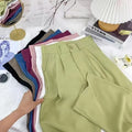 Wholesale Korea Style Women's High Waist Suit Pants Trousers Solid Color Straight Business Casual Ninth Ankle Long Pants
