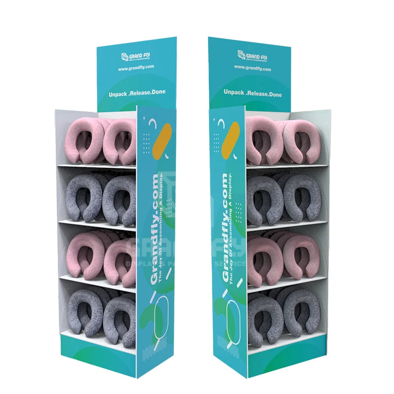 Custom Recyclable Cardboard Display Stand for Pillowcase Promotion Rack Shelf