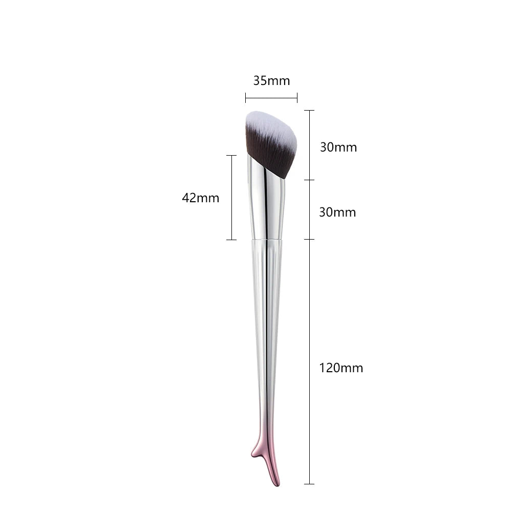 Apsara Deer High Heel Design Silver Single Makeup Brush Vegan Cruelty Free Curve Liquid Blending Face Foundation Concealer Brush