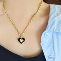 Vintage 18K Gold Black Agate Diamond Charming love Heart Necklaces Fashion Pendants Charms