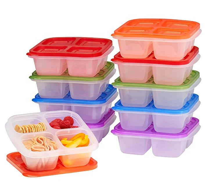 Hotselling Food Storage Containers Set of 5 Reusable 4 Compartments Food Meal Prep Containers for School Work