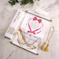 Custom Printed White Gold Foil Scroll Cards Boxes Handmade Wedding Invitations Featuring Gold Tassel Music Angel Made Paper