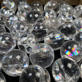 2 cm Nature Crystal Healing Polished Clear Quartz Sphere With Rainbow for Decoration