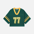 Wholesale Custom Applique Number Mesh Knit Jersey Women's Y2K Blokecore Cropped Sweater Top
