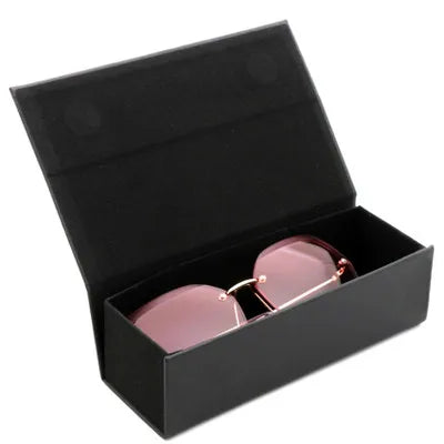 Yingmo C10 Custom Printing Embossed LOGO Black Foldable Sunglasses Case with Box Packaging