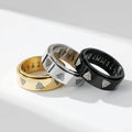 Simple Vintage Nordic Viking Text Rotating Stainless Steel Ring Celtic Triangle Knot Men Fidget Anxiety 18K Gold PVD Plated