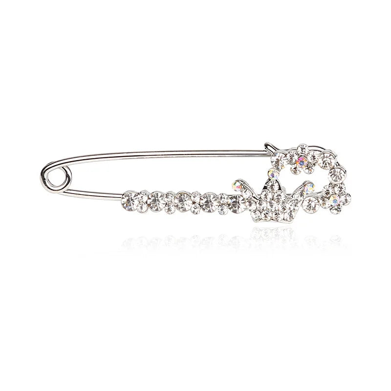 Feature Jewelry Scarf Pin Crown Shape Rhinestone Hijab Pin for Women Dress Accessories