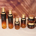 Amber Cosmetic Glass Jar Crystal with Acrylic Luxury Lid Polygonal Thick Bottom Luxury Glass 50ml Pump Bottle for Skincare