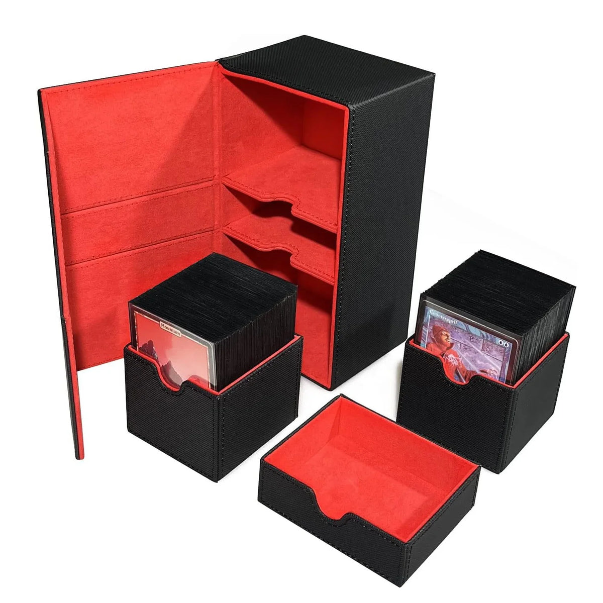 Torson PU 200+ Durable Double Box with Dice Tray Protective Deck Box for 200+ Double Sleeve Commander TCG Yugioh Playing Cards