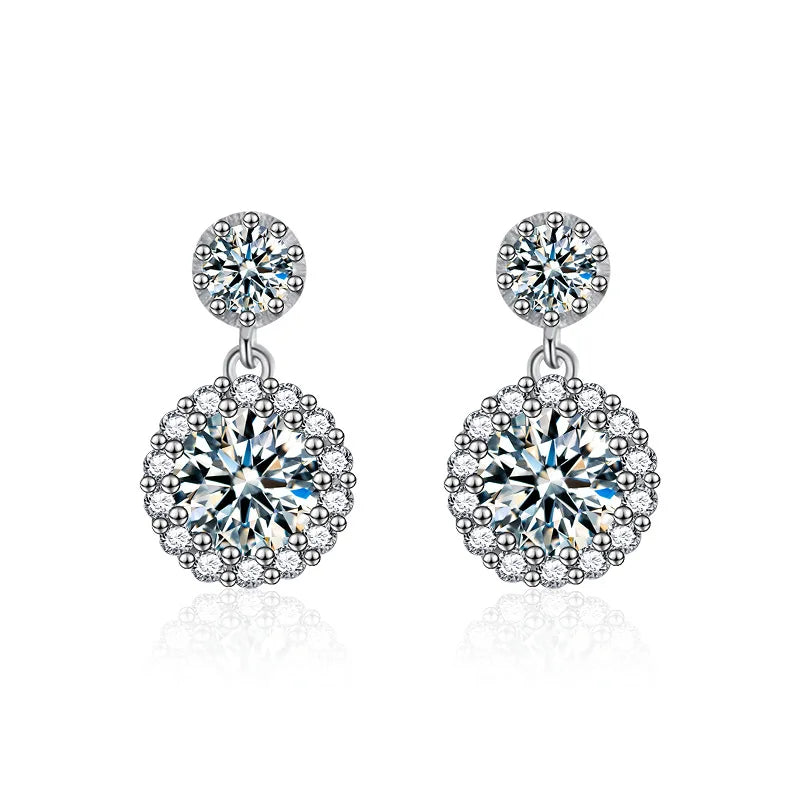 Luxury 925 Silver 2 Carat Moissanite Pendant Earrings for Women for Parties & Weddings Jewelry