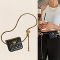 Small Gold Ball Waist Chain Crossbody Bag for Women French Style Quilted Mini Lightweight PU Special Bag Parts Accessories