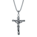Stainless Steel Classic Christian Jesus Cross Pendant Necklace with Rope Chain for Wedding & Party Occasions