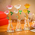 HY Diy Customize Clear Wedding Gifts Glass Heart Shape Music Box Wih Beautiful Blue Crystal Rose Flower