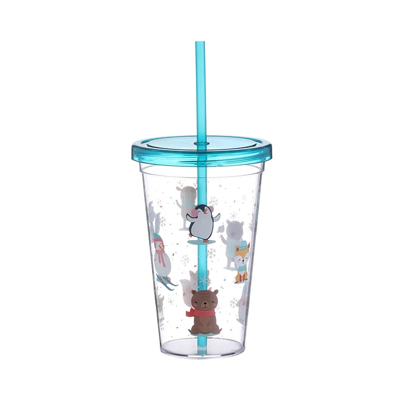 24oz Kids Favorite Cute Cartoon Sublimation Custom Popular 700 Ml Reusable Plastic Cup with Straw and Lid