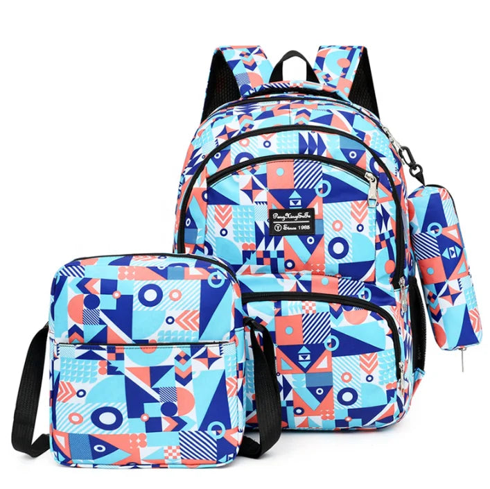 Cute Printed Kids School Bag 3 Piece Backpack Set Fashion Cartoon Children Backpack for Teenagers Book Bag Shoulder Bag